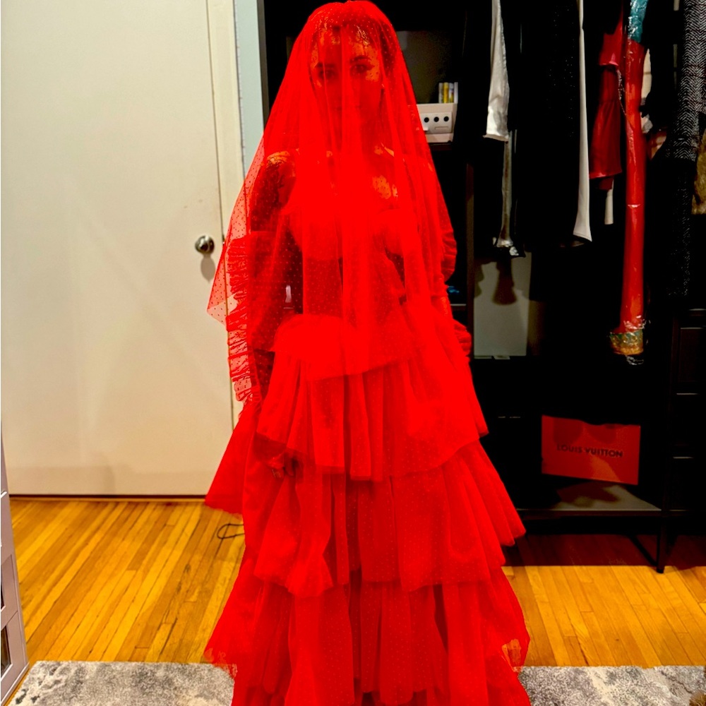 Dollskill Lydia Deets Wedding Gown with veil and black corset